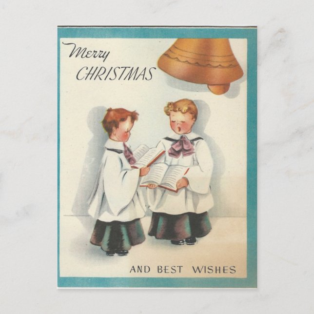 Vintage Christmas Choir Boys Holiday Postcard (Front)