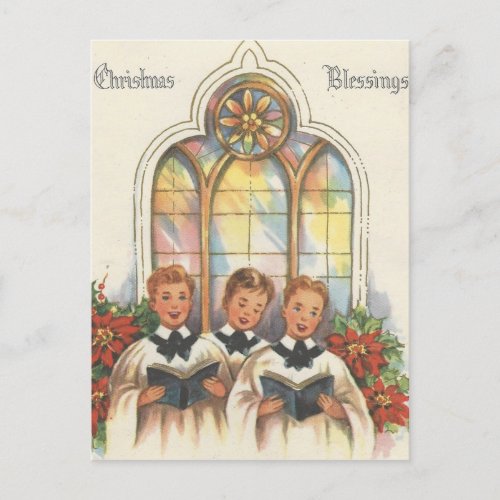 Vintage Christmas Choir Boys Holiday Postcard