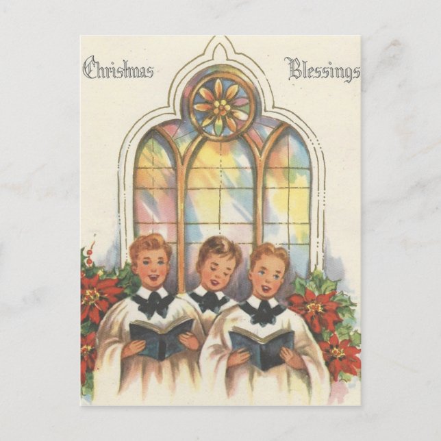 Vintage Christmas Choir Boys Holiday Postcard (Front)