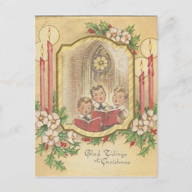 Vintage Christmas Choir Boys With Candles Holiday Postcard (Front)