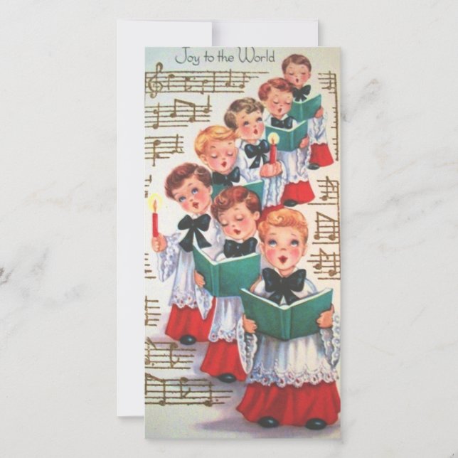 Vintage Christmas Choir Singing Holiday Card (Front)