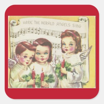 Vintage Christmas Choir Square Sticker by Gypsify at Zazzle