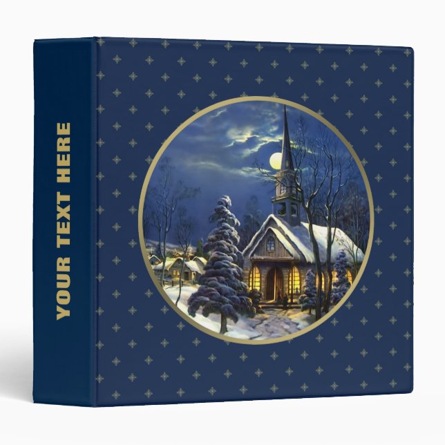 Vintage Christmas Church. Christmas Gift Binder (Front/Spine)