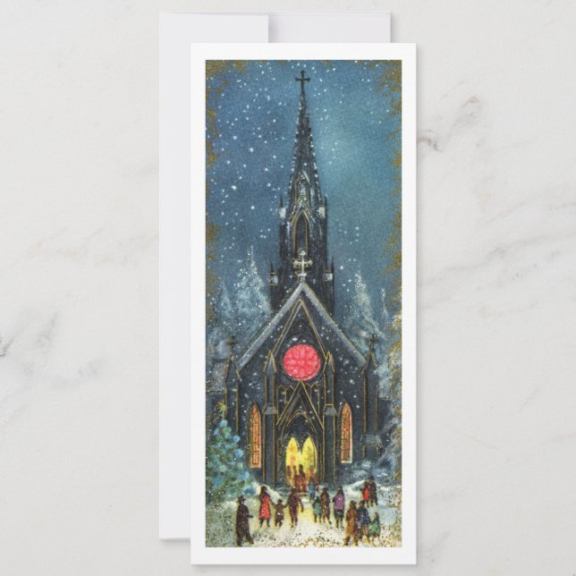 Vintage Christmas Church Holiday Card (Front)