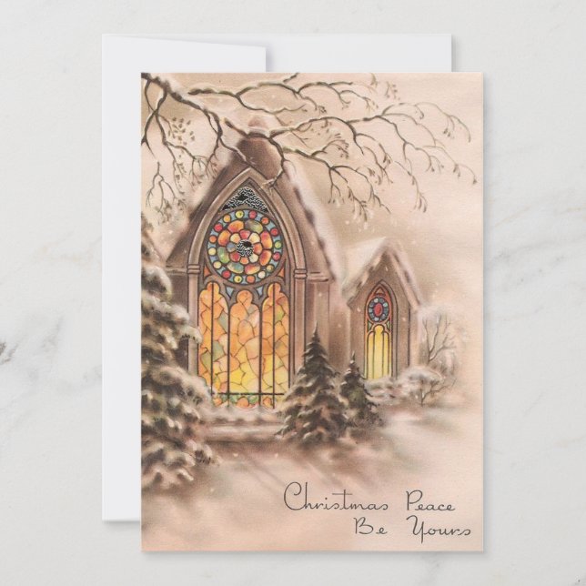 Vintage Christmas Church Holiday Card (Front)