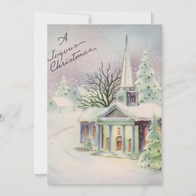Vintage Christmas Church Holiday Card (Front)