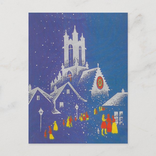 Vintage Christmas Church Holiday Postcard (Front)