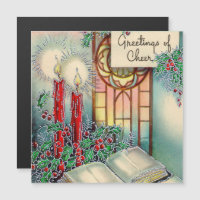 Vintage Christmas Church magnetic card