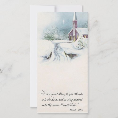 Vintage Christmas Church Psalm 921 Holiday Card