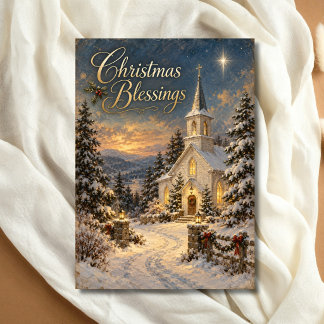 Vintage Christmas Church Religious Christian  Holiday Card