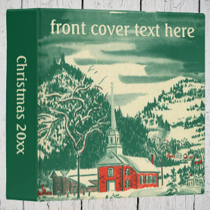 Vintage Christmas Church, Snowscape in Winter Binder