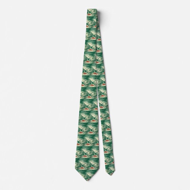 Vintage Christmas Church, Snowscape in Winter Tie (Front)