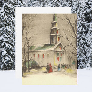 Vintage Christmas, Church Snowscape Invitation
