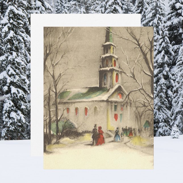 Vintage Christmas, Church Snowscape Invitation (Creator Uploaded)