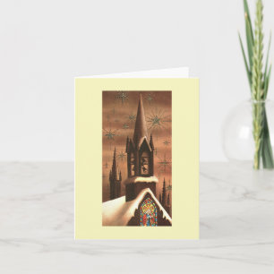 Vintage Christmas Church Steeple Card