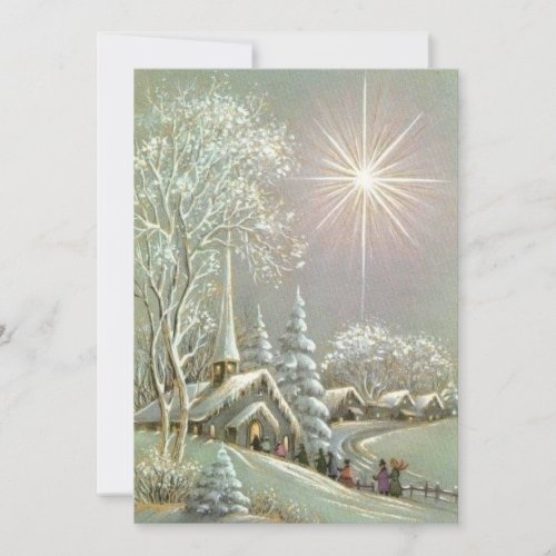 Vintage Christmas Church Winter Holiday Card