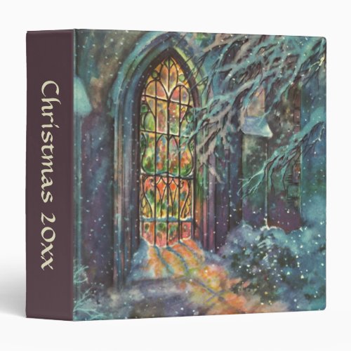 Vintage Christmas Church with Stained Glass Window Binder