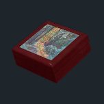 Vintage Christmas Church with Stained Glass Window Keepsake Box<br><div class="desc">Vintage illustration Christmas holiday religious design featuring an architectural element,  a stained glass window snowscape. A beautiful chapel with light coming through on the new fallen snow outside in the winter season landscape.</div>
