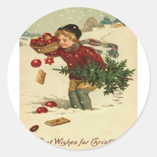 Vintage Christmas Classic Round Sticker