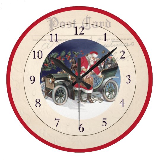 Vintage Christmas Clock Santa with Old Time Car