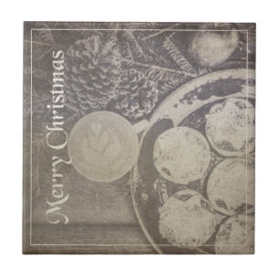 Vintage Christmas Coffee & Cookies Ceramic Tile
