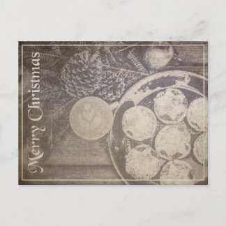 Vintage Christmas Coffee & Cookies Holiday Postcard
