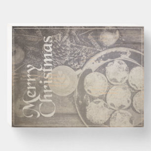 Vintage Christmas Coffee & Cookies Wooden Box Sign