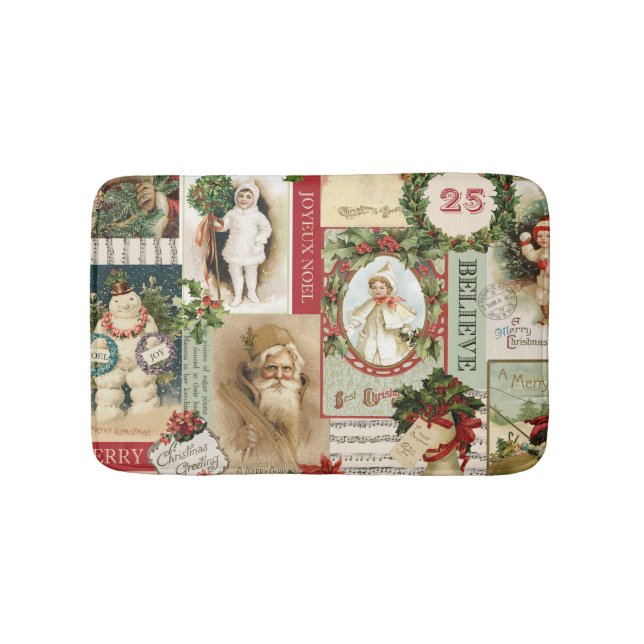 VINTAGE CHRISTMAS COLLAGE BATHROOM MAT (Front)