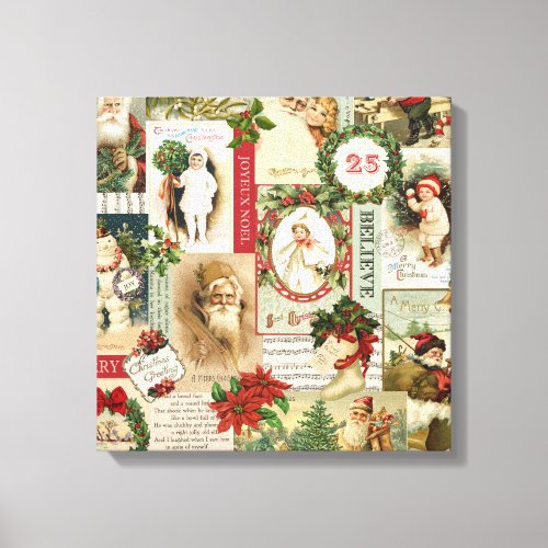 VINTAGE CHRISTMAS COLLAGE CANVAS PRINT