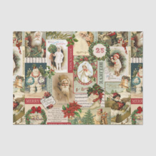 vintage Christmas collage decoupage tissue paper