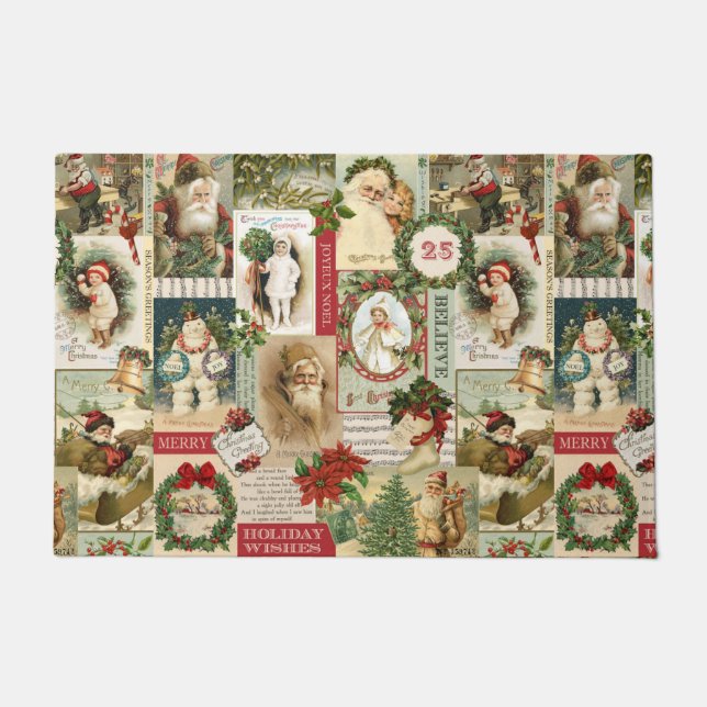 VINTAGE CHRISTMAS COLLAGE DOORMAT (Front)
