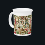 VINTAGE CHRISTMAS COLLAGE DRINK PITCHER<br><div class="desc">Modern Vintage Christmas collage made up of old fashioned holiday postcards.</div>