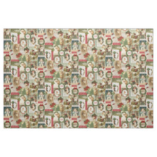 VINTAGE CHRISTMAS COLLAGE FABRIC