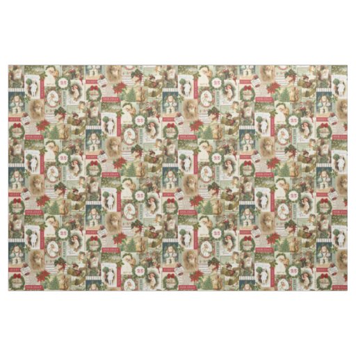 VINTAGE CHRISTMAS COLLAGE FABRIC