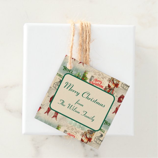 Vintage Christmas Collage Favor Tags (In Situ)