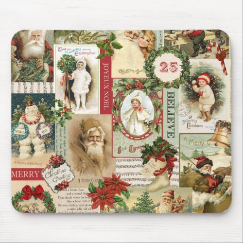 VINTAGE CHRISTMAS COLLAGE MOUSE PAD