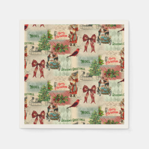 Vintage Christmas Collage Napkins