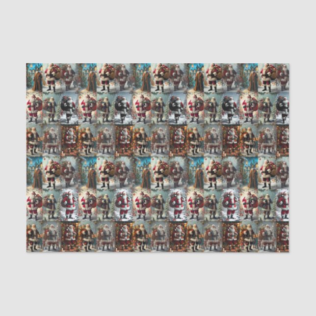Vintage Christmas Collage | Retro Holiday Tissue Paper (Front)