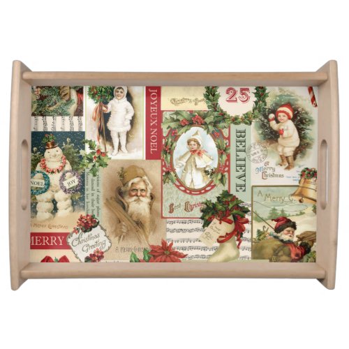 VINTAGE CHRISTMAS COLLAGE SERVING TRAY