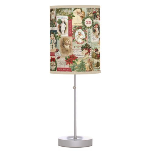 VINTAGE CHRISTMAS COLLAGE TABLE LAMP