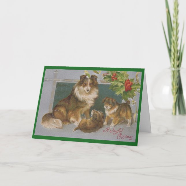 Vintage Christmas Collies Grandparents Holiday Card (Front)