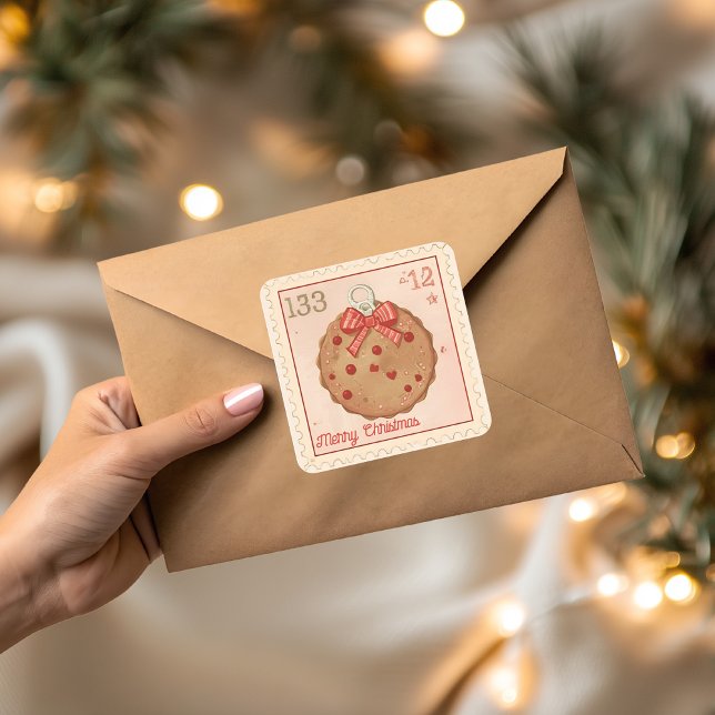 Vintage Christmas Cookie Ornament Square Sticker (Creator Uploaded)