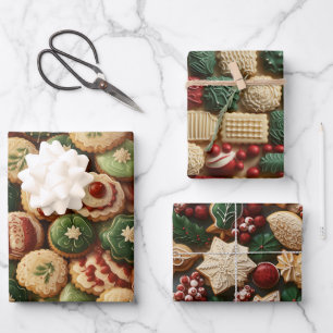 Vintage Christmas Cookie Retro Wrapping Paper Sheets