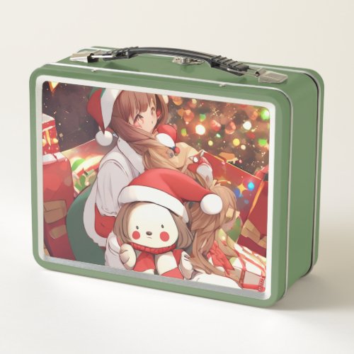 Vintage Christmas Cookie Tin Xmas Lunch Box