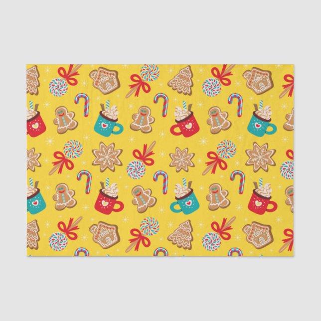 Vintage Christmas Cookies, Candy and Mugs   Tissue Paper (Front)