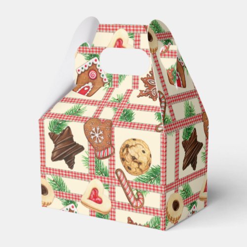 Vintage Christmas Cookies Plaid Country Style Favor Boxes