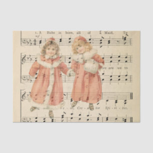 Vintage Christmas Costumes Music Sheet Decoupage
