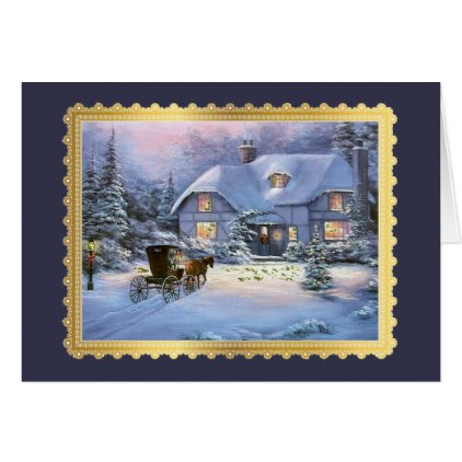 Vintage Christmas Cottage Card