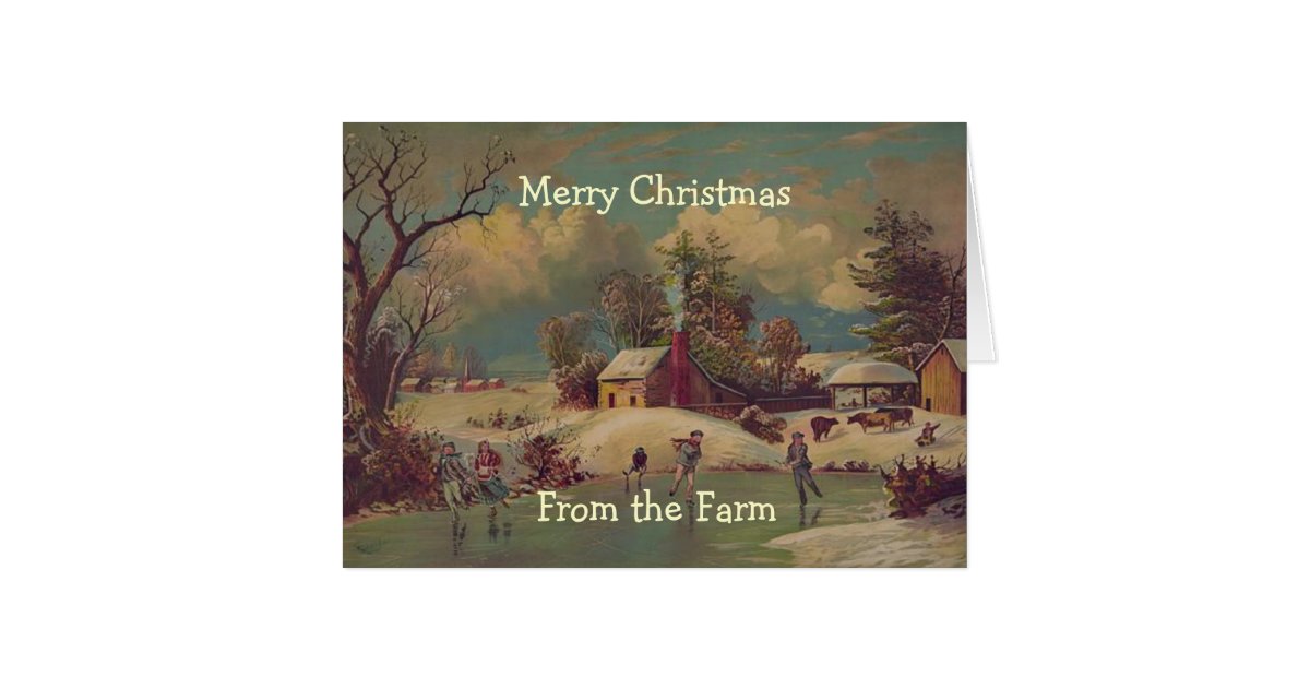 vintage christmas country farm scene card zazzle com country wood christmas ornaments