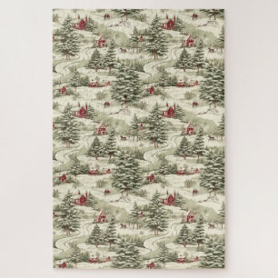 Vintage Christmas Country Winter Scenery  Jigsaw Puzzle